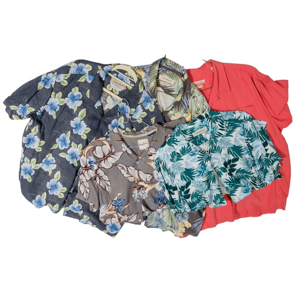 Lot of 5 Tommy Bahama Silk Beachwear Shirts Mens 2XL XXL Large Floral Tropical